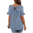 thumbnail image 4 of Blusas y blusas para mujer Elegantes camisas de verano con mangas con volantes y cuello cuadrado Blusas con lazo en la espalda OAVQHLG3B Store lin121212, 4 of 5