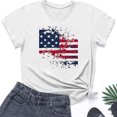 thumbnail image 5 of Women's Short Sleeve T-shirts Round Neck Short Sleeve 4th July Tees USA Flag Independence Day Festival Summer Outfits (XL, White 04), 5 of 5