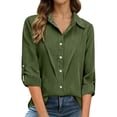 thumbnail image 2 of Women's Button Down Shirts Collared Solid Color Work Fashion Spring Tops Long Sleeve Business Casual Blouses, 2 of 5