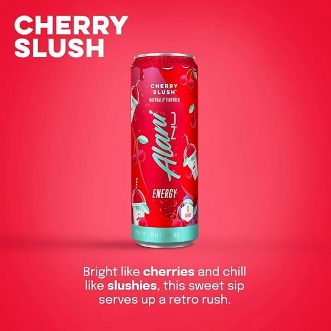 New Alani Energy Drinks Cotton Candy, Cherry Slush, Blue Slush Flavors Variety Pack Sugar-Free, Low-Calorie, 200mg Caffeine, Energy Boost Drink 12 fl oz (Pack of 6)