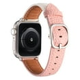 thumbnail image 2 of Fashion Band for Apple Watch 42mm 41mm 40mm 38mm with Adjustable Stainless Steel Buckle, Elegant Lychee Texture PU Leather Strap Slim Wristband for iWatch Series 10 9 8 7 6 5 4 SE 3 2 1, Whitepink, 2 of 7