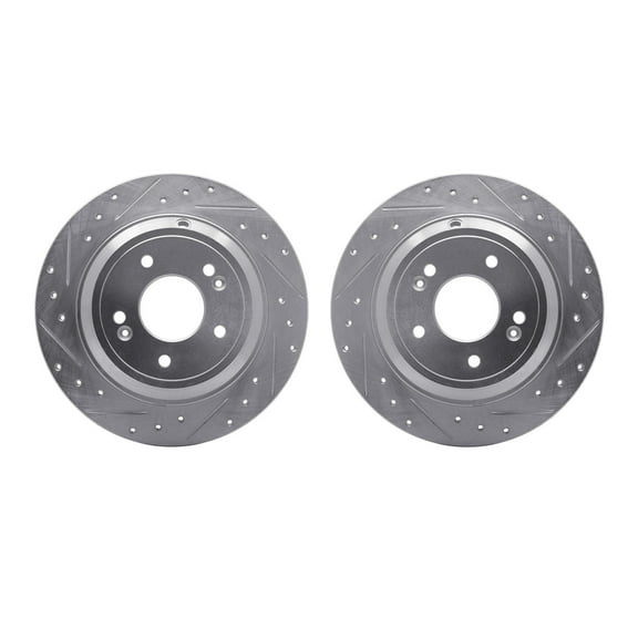 Dynamic Friction Company Rear Brake Rotors-Drilled and Slotted-Silver 7002-03036