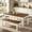 Brown White, variant on Fnova 3 Pieces Dining Table Set for 4-6 with 2 Benches, 55" Farmhouse Wood Kitchen Table and Space Saving Tuck Under Benches for Kitchen Dining Room