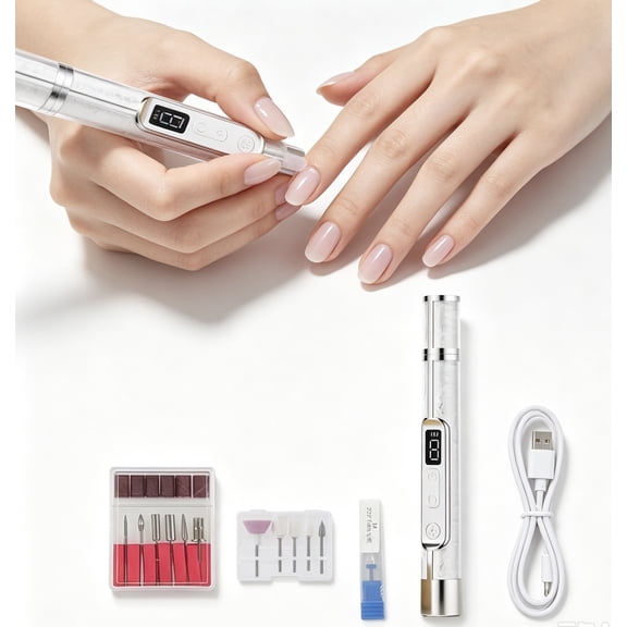 CYYI Cordless Nail Drill – Portable Electric Nail File with 18 Bits, Low Noise, Rechargeable for Home Salon and Travel, for Fingernail and Toenail Shaping Polishing Buffing