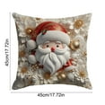 thumbnail image 3 of Christmas Linen Pillow Cover 17.7x17.7, 3D Santa Reindeer Print - Elegant White Red Gold Cushion Cover, High-End Sofa Bedroom Decor, Pairs with Christmas Tree Gold Ornaments, 3 of 6