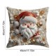 thumbnail image 3 of Funda de cojín navideña de lino | Funda de cojín para sofá de 45 x 45 cm | Estampado 3D de Papá Noel, reno, muñeco de nieve y árbol | Decoración en rojo, blanco y dorado, 3 of 5