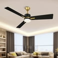 thumbnail image 4 of Dextrus Modern Ceiling Fan With Light and Remote Control & APP Control, 48 Inch 3-Blade Downrod Mount Smart Ceiling Fan - Black & Gold, 4 of 8