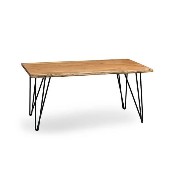 Alaterre Furniture Natural Live Edge 42" Coffee Table, Solid Acacia Wood with Metal Hairpin Legs, Natural