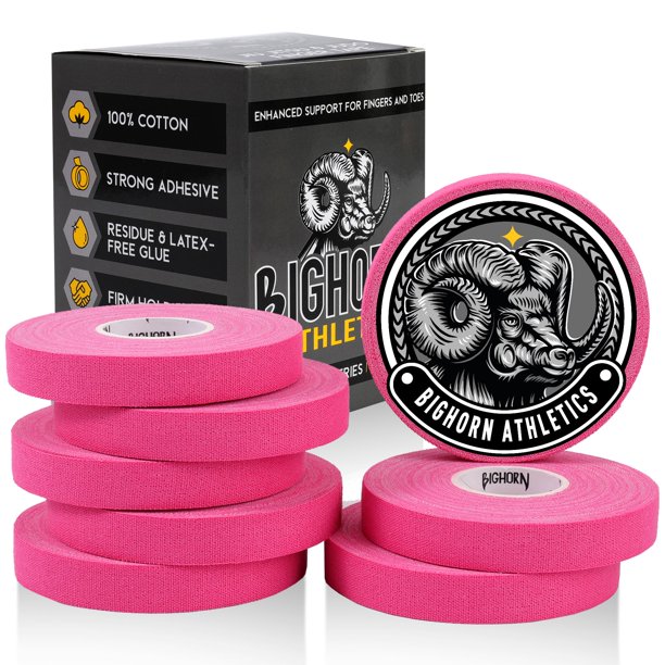 Cinta para dedos Bighorn Athletics 0,5" x 14 m, 8 rollos, rosa