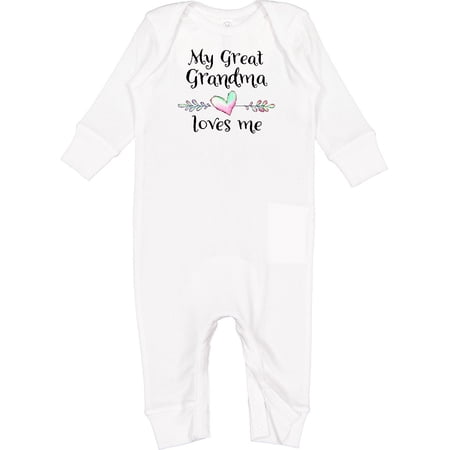 Inktastic My Great Grandma Loves Me Heart Great Grandchild Baby Romper Coveralls