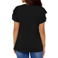 thumbnail image 5 of UVN Summer Blouse for Women Ruffle Short Sleeve Shirts V Neck Button Down Elegant Ladies Tops, 5 of 9