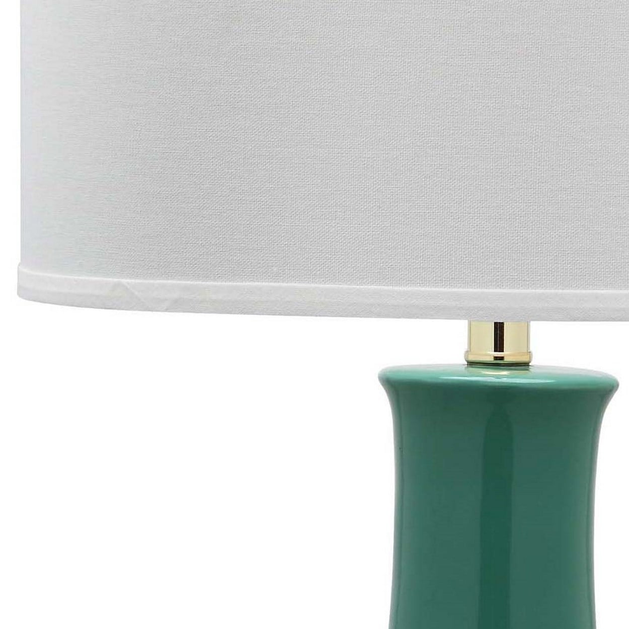 SAFAVIEH Ceramic Paris Solid 27.5 in. H Table Lamp w/ Shade, Emerald/Off White