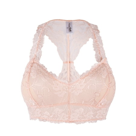 

LELINTA Women s Juniors Signature Sexy Lace Deep V Bra Racerback Breathable Padded Sports Bralette Push up Bra
