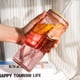 thumbnail image 3 of Juego de vasos de vidrio ANOTION, vaso rosa de 700 ml con tapa y pajita, 2 unidades, 3 of 7