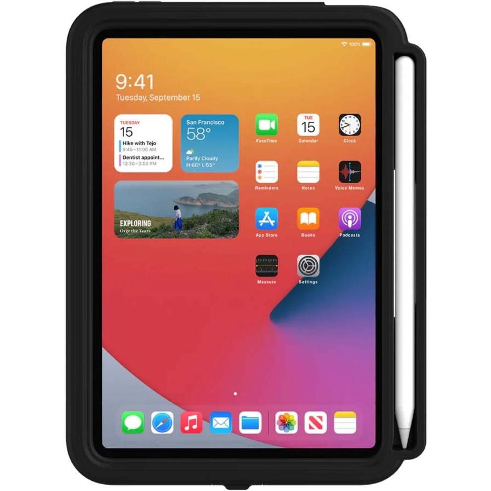 Survivor All-Terrain Rugged Carrying Case Apple iPad mini (6th Generation) Tablet, Apple Pencil (2nd Generation), Stylus - 3X Military Grade Protection with Kickstand + Pencil Holder -Black