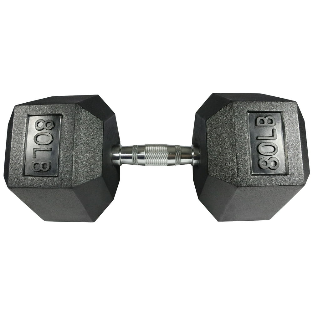 Diamond Pro 80 lb Rubber Hex Dumbbell Single