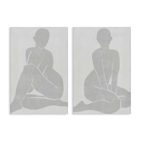 Stupell Industries Veiled Nude Silhouettes 2 Piece Canvas Wall Art Set design by Melissa Wang, 24 x 16