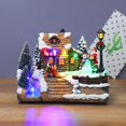 thumbnail image 4 of Casa de nieve navideña Decoraciones de granja Vacaciones Ciudad de vacaciones de resina con luces para fiesta Festival Chimenea Hogar mayimx Casa de miniaturas, 4 of 8
