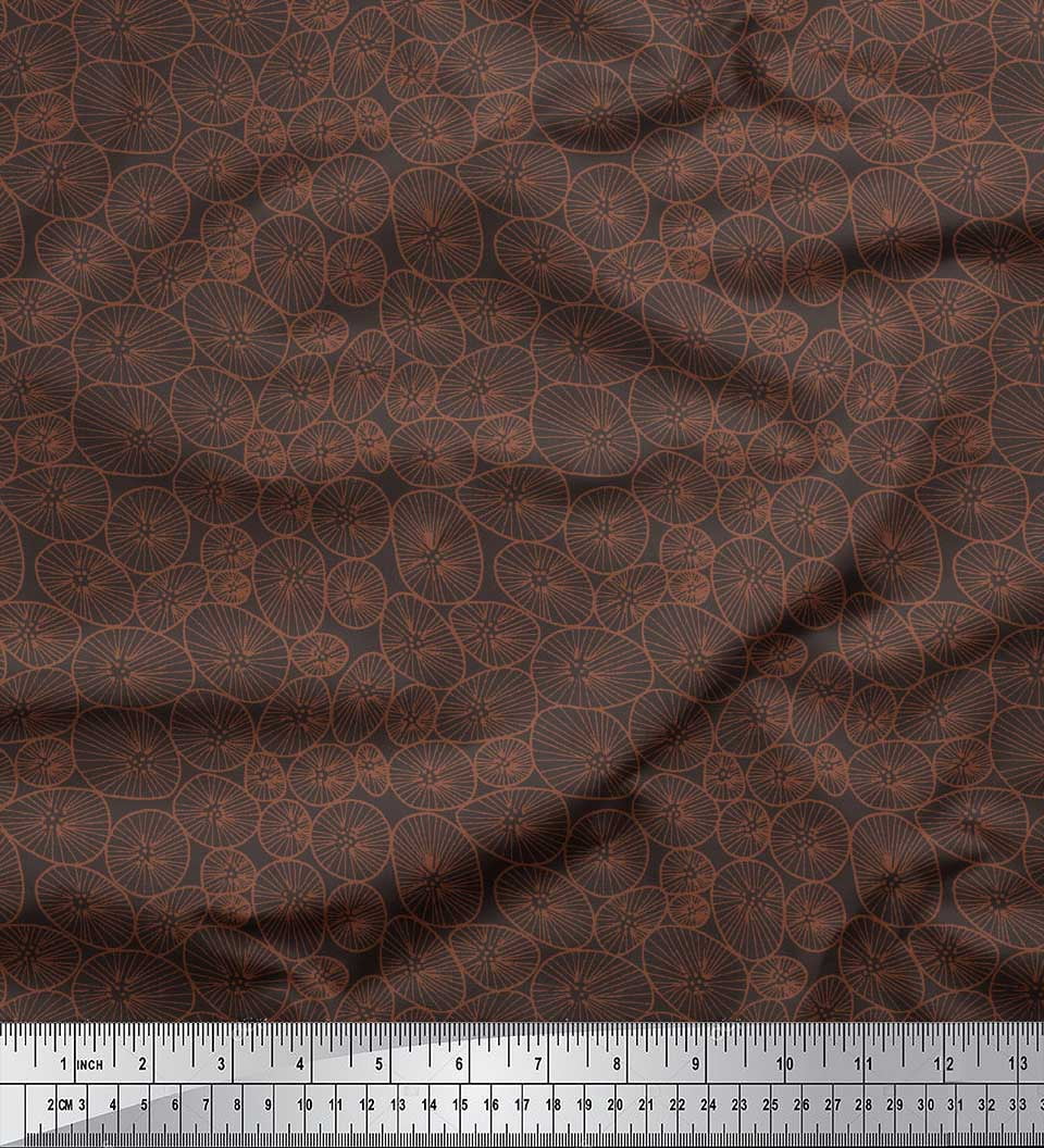 Soimoi Brown Moss Georgette Fabric Lotus Leaves Decor Fabric Printed Yard 44 Inch Wide