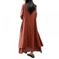 thumbnail image 3 of Femmes Coton et Lin Maxi Robe 2018 Printemps Été Faux Deux Pièces Demi-Manche en Vrac Robe Irrégulière Oversize, 3 of 9