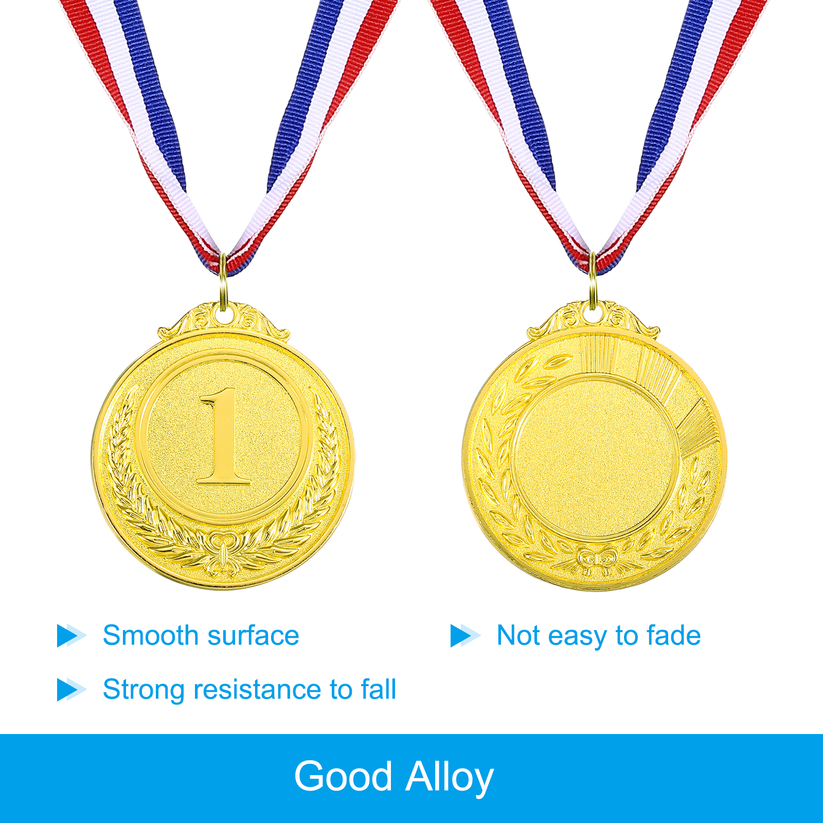 Uxcell Gold Award Medals, 1st  Style Winner Medals with Neck Ribbon, Golden 15Pcs