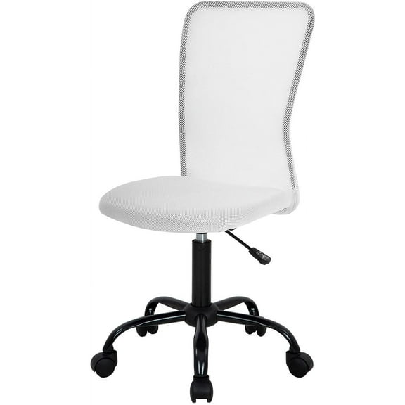 BestOffice Ergonomic Home Office Task Chair with Lumbar Support, Mid-Back Armless Adjustable Design, Mesh, White