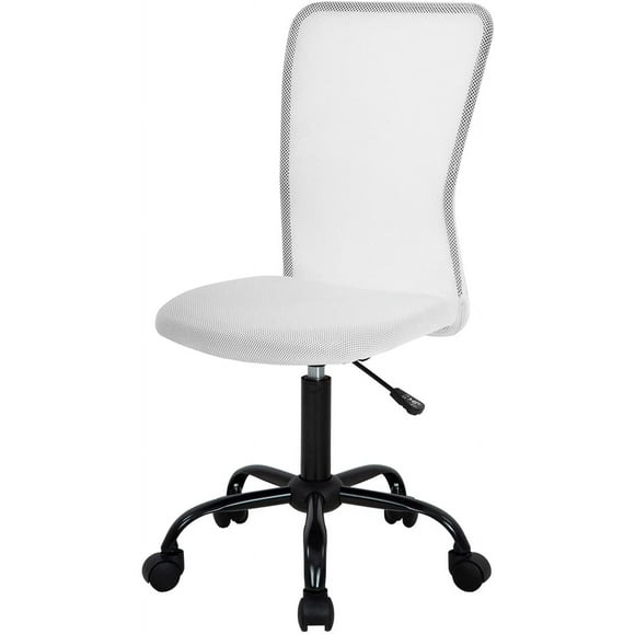 BestOffice Home Office Chair Mid Back Mesh Armless Ergonomic Task Rolling Back Support Adjustable, Lumbar Support, White