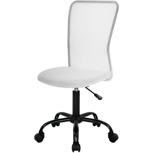 BestOffice Home Office Chair Mid Back Mesh Armless Ergonomic Task Rolling Back Support Adjustable, Lumbar Support, White