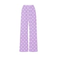 thumbnail image 5 of LangJing Girls Polka Dot Printed Fleece Sweatpants Youth Kids Elastic Waist Casual Drawstring Wide Leg Pants, 5-15Years, 5 of 7