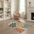 thumbnail image 2 of ODIKA 4'x6' Earthy Tones Mid-Century Modern Design Washable Area Rug Abstract Botanical Pattern with Retro Flair for Home Office, Under Desk, Non-Slip Chair-Friendly, Flatwoven, 2 of 7