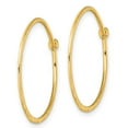 thumbnail image 2 of 925 Sterling Silver Flash Gold Plated Women's 0.7mm Polished & Hammered Hoop Earrings | 24mm, 2 of 4