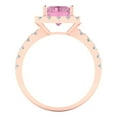 thumbnail image 4 of 3.4ct emerald cut pink Zircon 14k rose gold halo Bridal Wedding Engagement Promise Anniversary Ring for Women size 9.75, 4 of 7