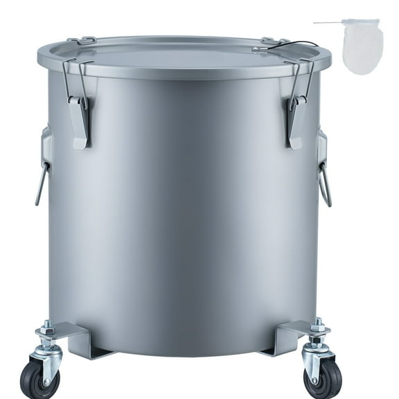 KFFKFF Oil Disposal Unit, 10 Gallon Capacity, Mobile Base, Carbon Steel with Anti-Rust Finish, Covered Container with Locking Clips, Filter Bag Included for Warm Cookery Oil Filtration, Grey