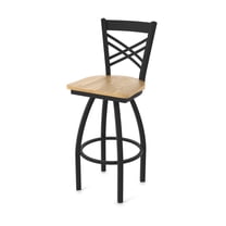 820 Catalina 30" Swivel Bar Stool with Black Wrinkle Finish and Natural Oak Seat