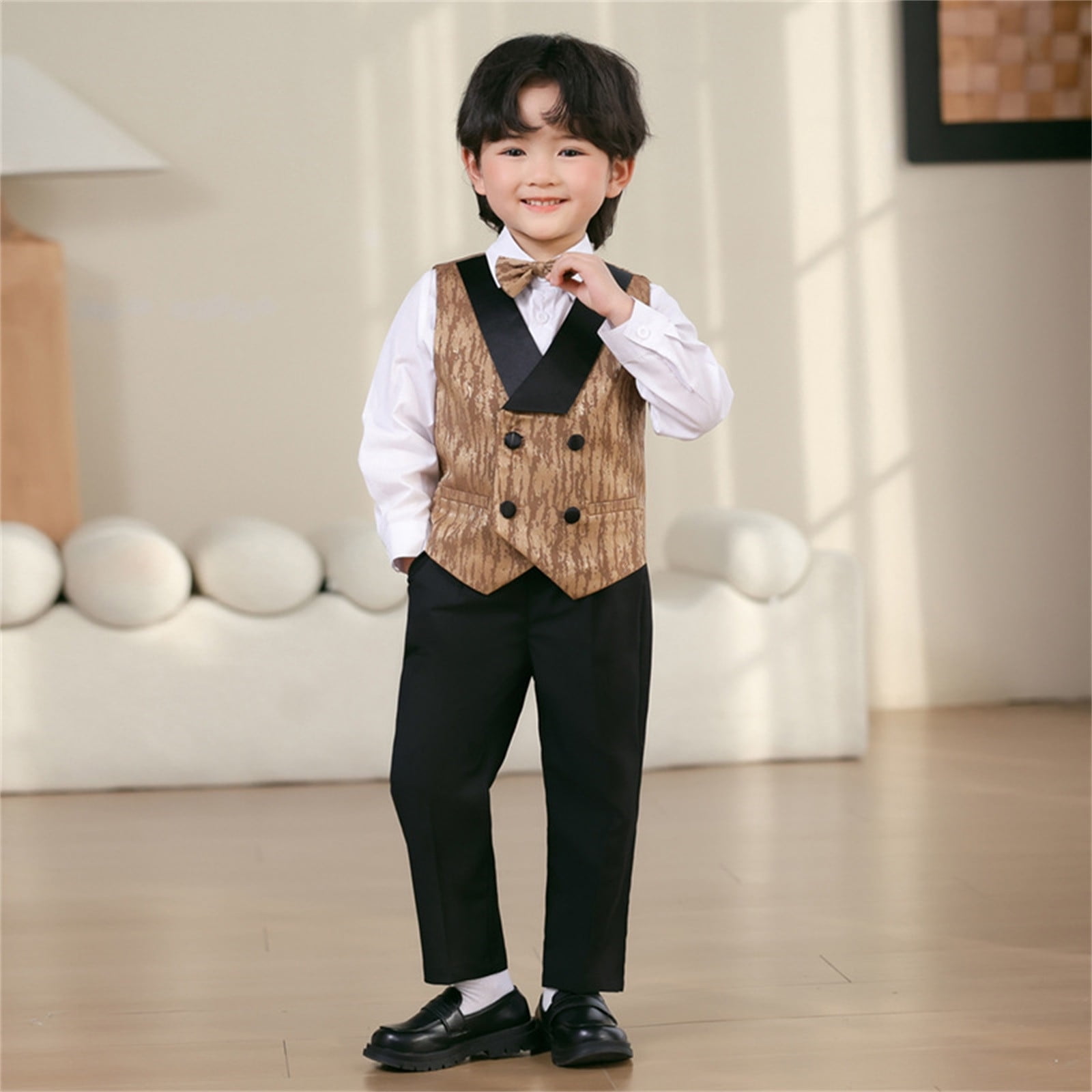 Tween Gentleman Wedding Outfit Button Down Shirt Vest Kids Boys