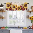 thumbnail image 4 of 2 Panels Sunflower Farmhouse Valance for Windows, Spring Summer Retro Butterfly Flowers Light Filtering Kitchen Curtains, Rod Pocket Window Treatment Curtain Valances for Living Room Bedroom, 42"x12", 4 of 9
