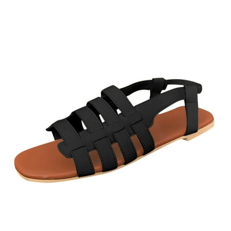 

Gzztg Sandals Women S Solid Breathable Summer Hollow Out Flat Shoes Womans