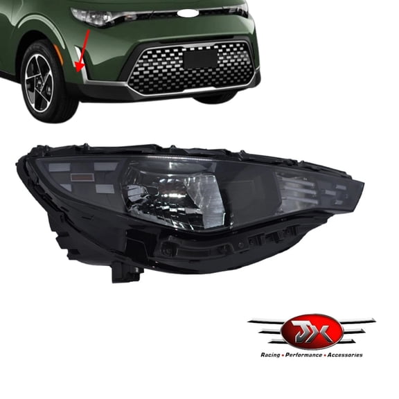 JX RACING Halogen Headlights W/Harness Compatible with Kia Soul S LX EX 2023 2024 2025 HeadLamp Black Clear W/O Bulbs Right Passenger Side