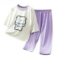 thumbnail image 3 of Hiijoy Big Girls Pajamas 3/4 Sleeve T Shirt Pants Snug-Fit Loungewear, Sizes 10-12Y, 3 of 3