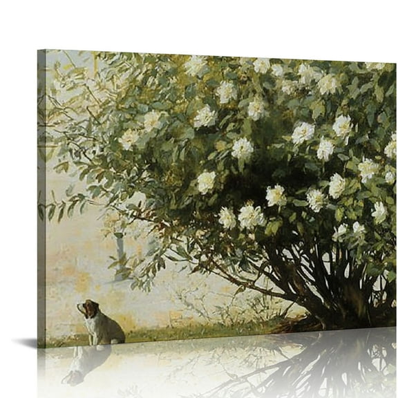 Patifu Vintage Landscape Flower Oil Painting Canvas Wall Art Antique Portrait of Woman Outdoor Garden Roses Wall Decor Rustic Farmhouse Bedroom Aesthetic Painting Prints 16x12in