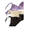 thumbnail image 4 of INSPIRE CHICWomen Comfortable Soft Stretchy Basic Full Coverage Wirefree Non-Wired Everyday Bra 3 Pcs Black+Cream+Light Purple-Flower 38/85 Fit 34A 34B, 4 of 6