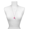 thumbnail image 3 of Delight Jewelry Silvertone Small Hot Pink Enamel Disc Be Strong and Courageous Engraved Cross Zoey Necklace, 28", 3 of 4