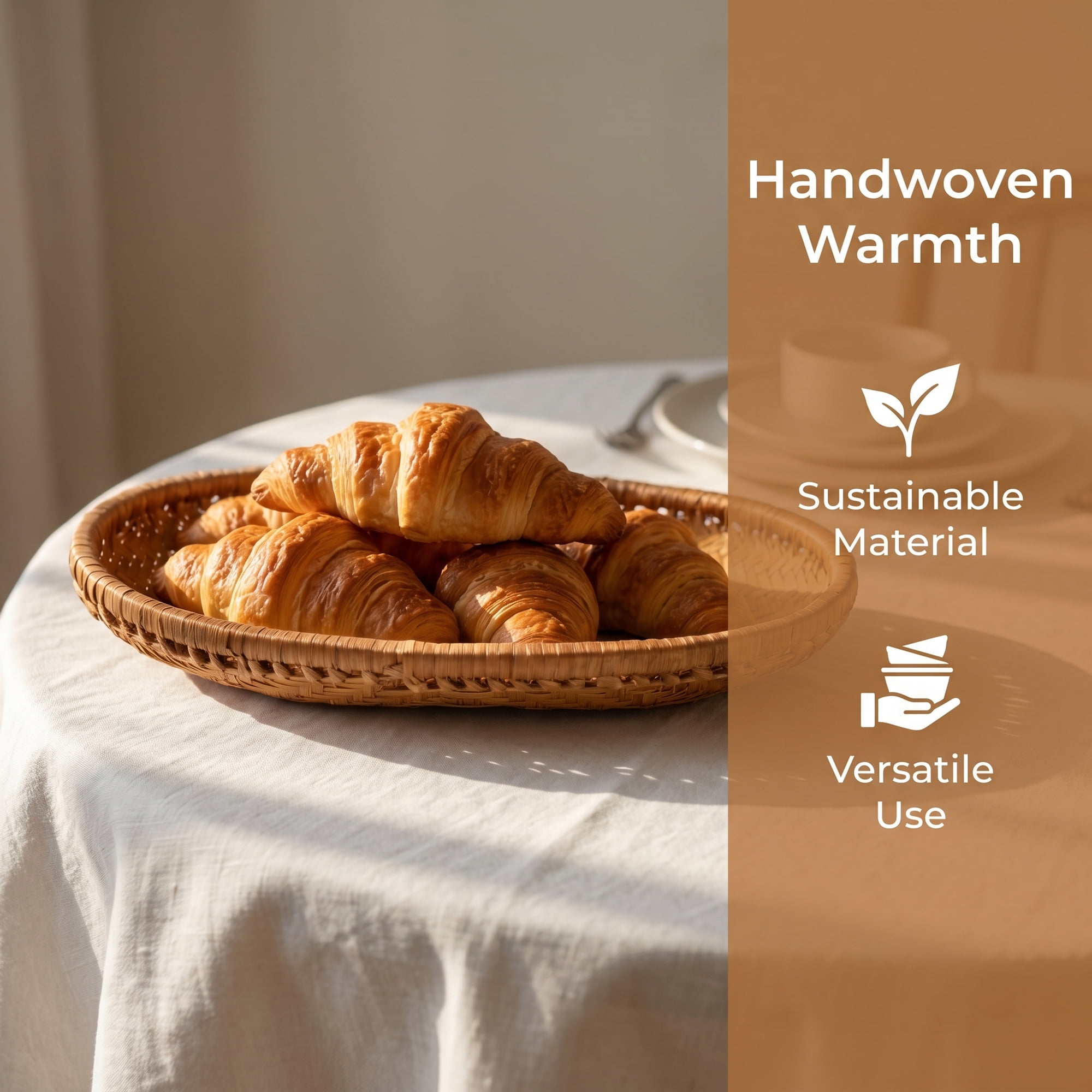 Unique Bargains Rattan Serving Tray Woven Rectangular Bamboo Basket Brown 10.6*7.1*1.6inch