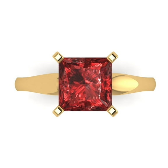 Solitaire Engagement Ring for Women - 2.5ct Natural Garnet in 14K Yellow Gold Promise Ring
