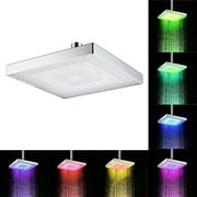Multiple Colors Changing LED Shower Head Bathroom Rainfall Shower Heads Waterfall Shower Head 8 Inch Round/square Temperature Con