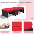 thumbnail image 5 of RELAX4LIFE 2-Piece Wicker Outdoor Ottoman, Rattan Footrest Set of 2 with Removable Cushions, 3-in-1 Foot Stool, Side Table & Additional Seating, Outdoor Footstools for Patio Backyard (Red), 5 of 9