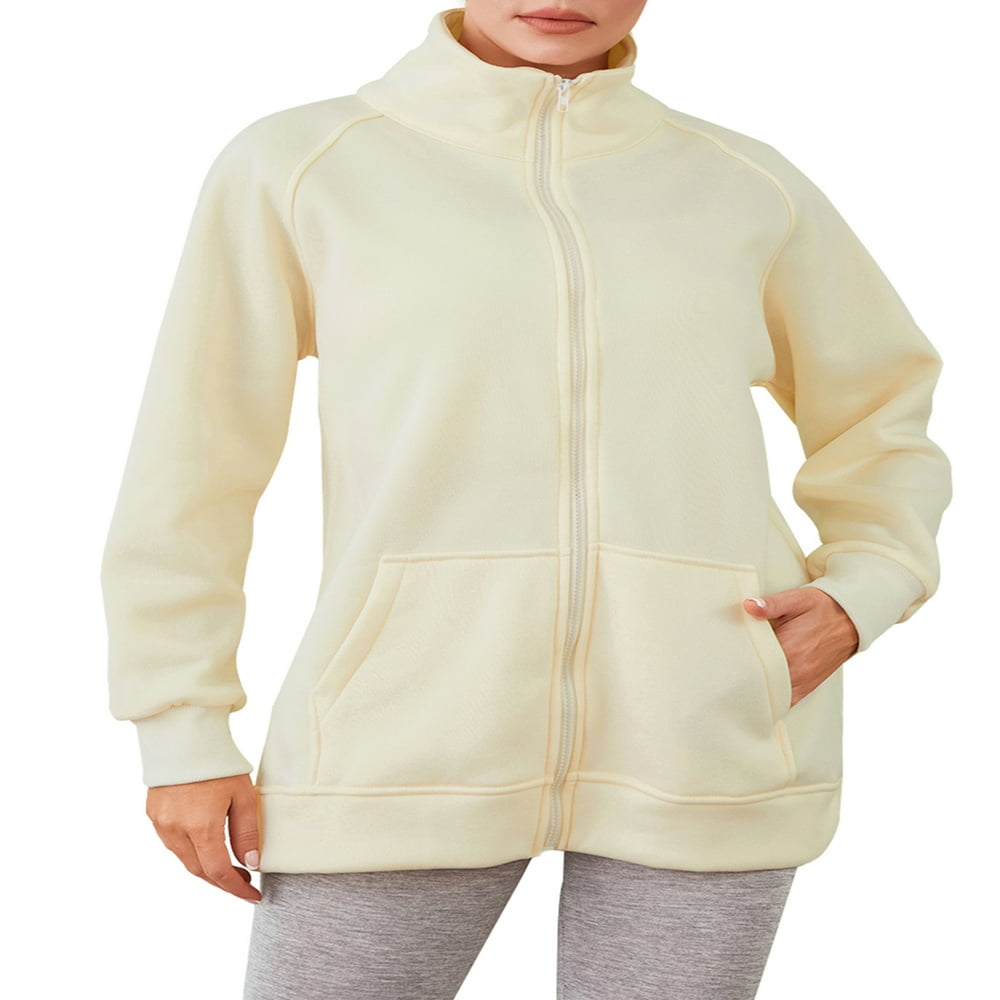 Vestes à Col Montant à Manches Longues pour Femmes avec Fermeture