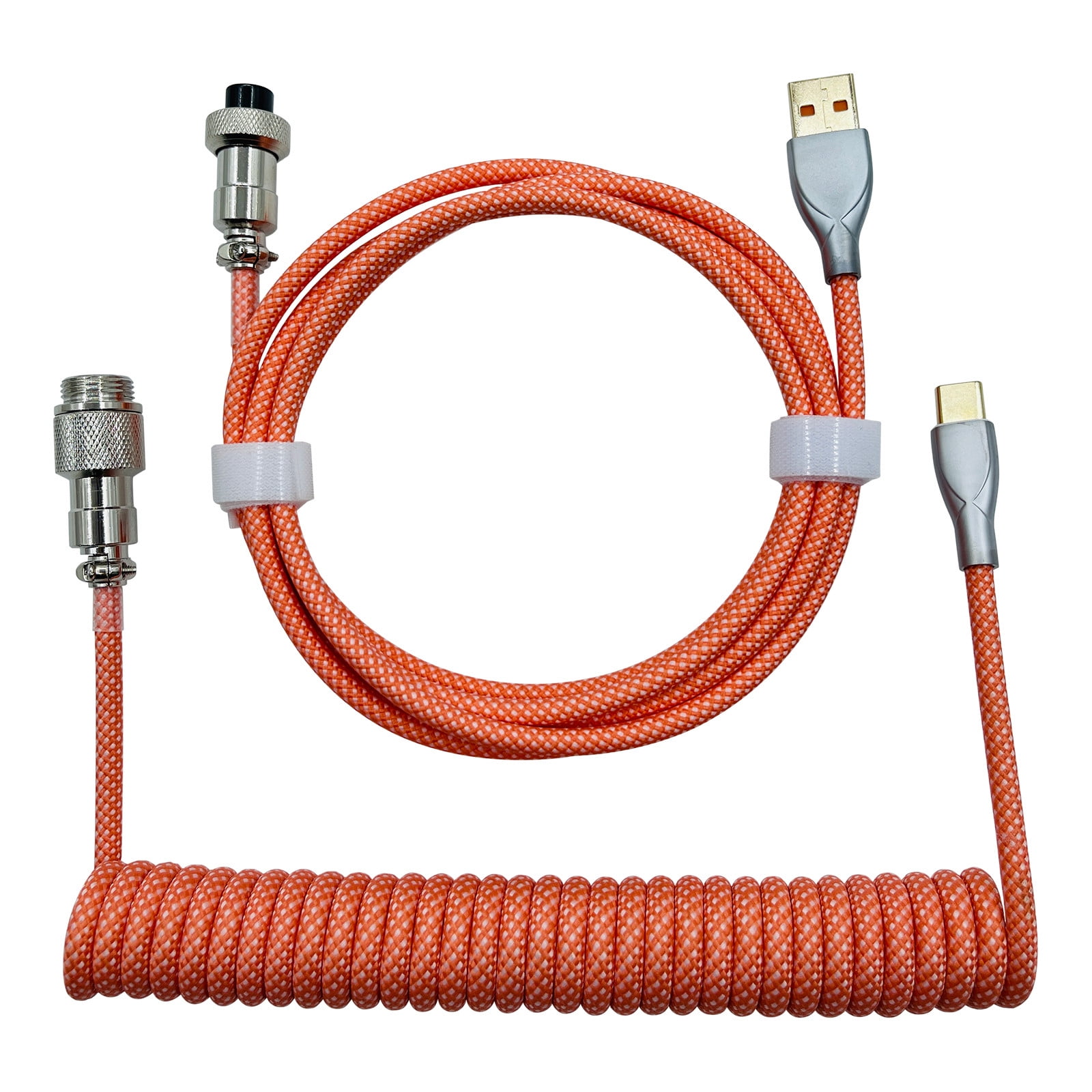 Coiled USB C Cable For Gaming Keyboard DoubleSleeved Mechanical