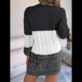 thumbnail image 4 of Vestido Elegante de Punto con Mangas Farol y Patchwork para Mujer, Otoño-Invierno Negro L, 4 of 9