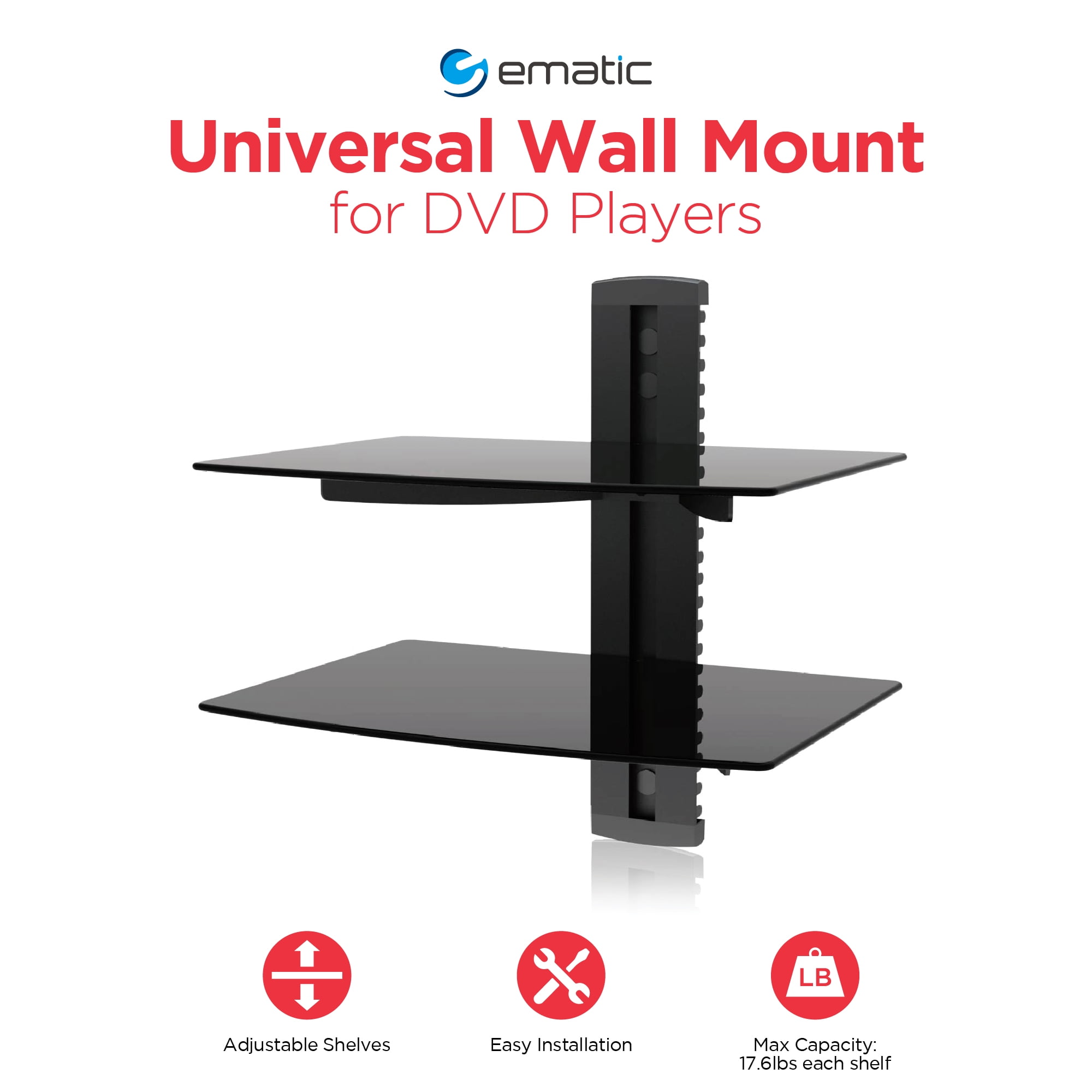 Ematic Adjule 2 Shelf For Dvd Player Cable Box With Hdmi Ematic Adjule 2 Shelf For Dvd Player Cable Box With Hdmi